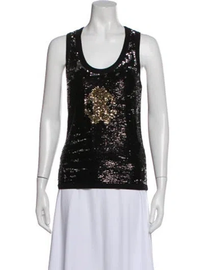 Pre-owned Roberto Cavalli Wool Patterned Top In Black