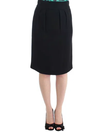 Roberto Cavalli Wool Pencil Skirt In Black