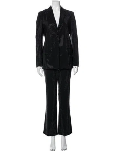 Pre-owned Roberto Cavalli Wool Printed Pantsuit W/ Tags In Blue