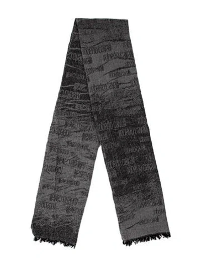 Pre-owned Roberto Cavalli Wool Printed Scarf In Grey