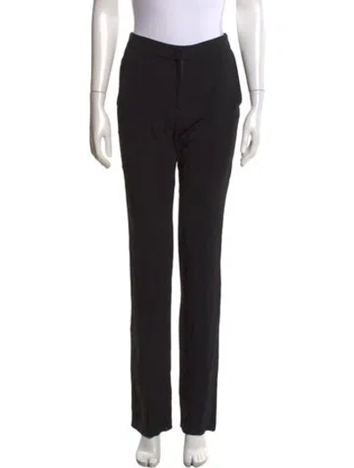 Pre-owned Roberto Cavalli Wool Straight Leg Pants In Black