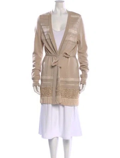 Pre-owned Roberto Cavalli Wool V-neck Sweater In Neutral