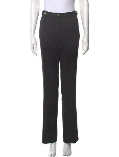 Pre-owned Roberto Cavalli Wool Wide Leg Pants In Black