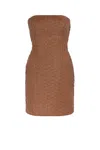 Roberto Cavalli Woven Leather Mini Dress In Brown