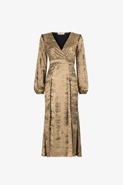 Roberto Cavalli Wrap Dress In Gold