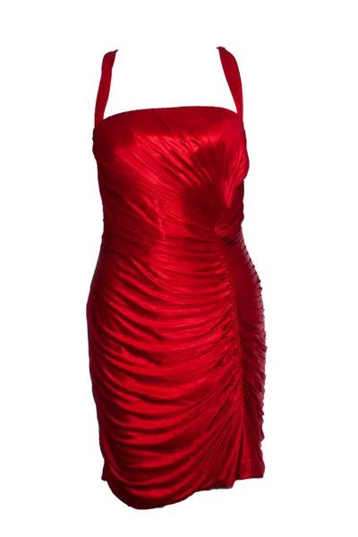 Roberto Cavalli Wrinkled And Draped Bustier Dress In Red