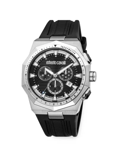 Roberto Cavalli X Franck Muller Chronograph Tachymeter 44mm Watch In Black