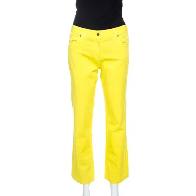 Roberto Cavalli Yellow Denim Embroidered Back Pocket Jeans