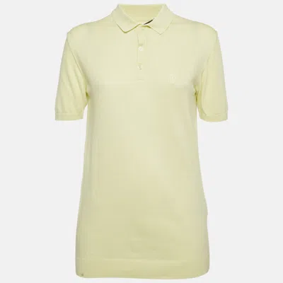 Pre-owned Roberto Cavalli Yellow Jersey Knit Polo T-shirt M