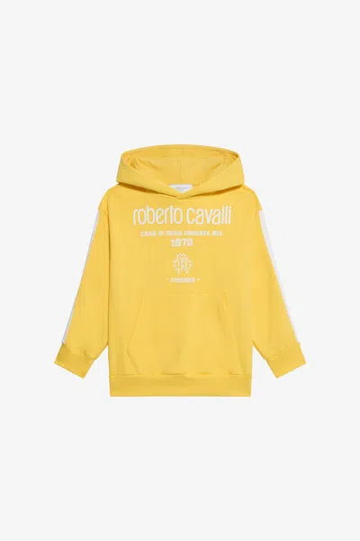 Roberto Cavalli Yellow Sweatshirt With Logo Print