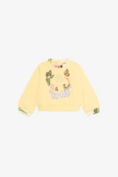 Roberto Cavalli Yellow Sweatshirt With Tropical Print