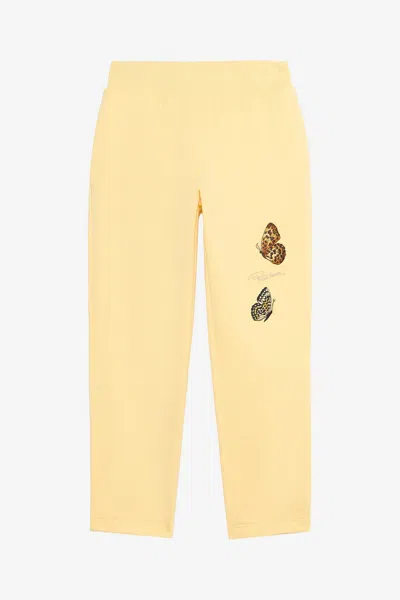 Roberto Cavalli Yellow Track Pants With Butterflies