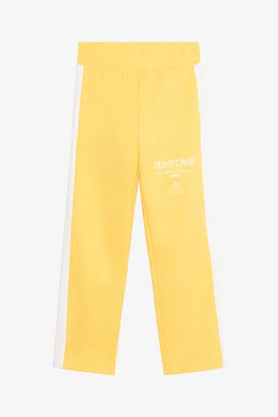 Roberto Cavalli Yellow Track Pants With Logo Print