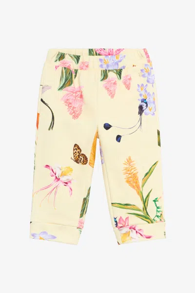 Roberto Cavalli Yellow Track Pants With Tropical Print