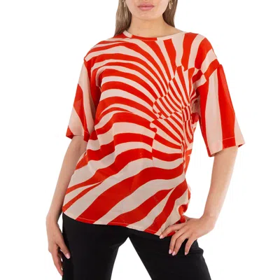 Roberto Cavalli Zebra Avantgarde Print Silk T-shirt In Red