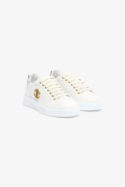 Roberto Cavalli Zebra Heeled Sneakers In White