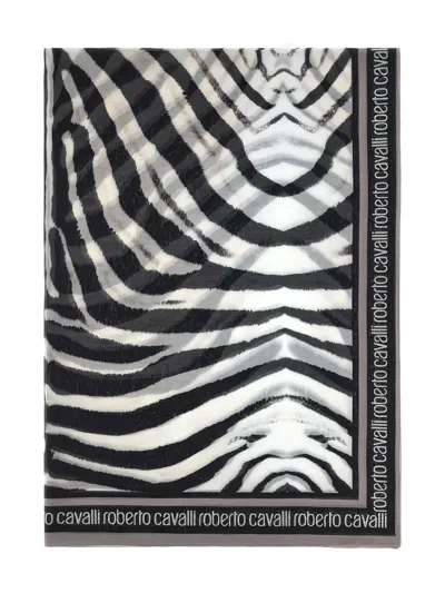 Roberto Cavalli Zebra-pattern Scarf In Black