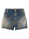 Roberto Cavalli Zebra Studded And Rhinestone Patterned Shorts In Blue