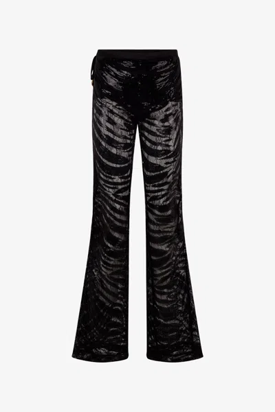 Roberto Cavalli Zebra Patterned And Sequin Flared Pants In Black