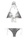 Roberto Cavalli Zebra Printed Triangle Bikini In White