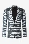 Roberto Cavalli Blazer Mit Zebra-print In Black/white