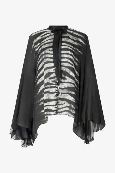 Roberto Cavalli Zebra-print Caftan-style Shirt In Black/white