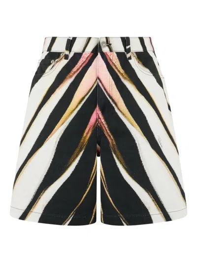 ROBERTO CAVALLI ZEBRA-PRINT DENIM SHORTS