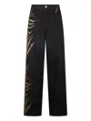 Roberto Cavalli Zebra-print Jeans In Black