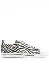 Roberto Cavalli Zebra-print Leather Sneakers In White