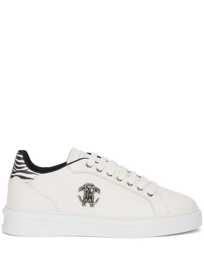 Roberto Cavalli Zebra-print Panel Sneakers In White