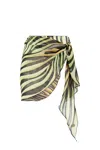 Roberto Cavalli Zebra-print Sarong In Light Green/black