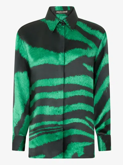 Roberto Cavalli Zebra-print Shirt In Green