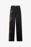 Roberto Cavalli Jeans With Side Zebra Print In Oro/nero 191101