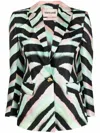 Roberto Cavalli Zebra-print Silk Blazer In Black