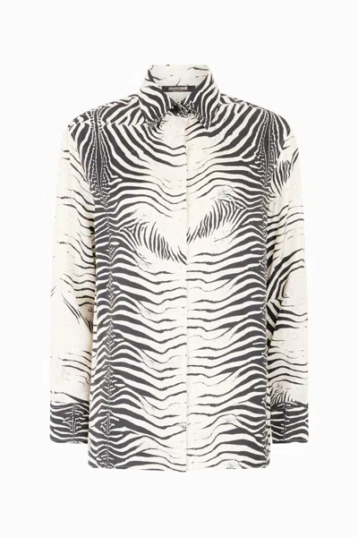 ROBERTO CAVALLI SEIDENHEMD MIT PRINT ZEBRA