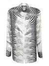 Roberto Cavalli Zebra Black And White Silk Shirt In Grey