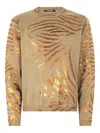 Roberto Cavalli Top With Golden Tiger Skin Motif In Neutrals