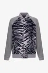 Roberto Cavalli Zebra Print Sweatshirt With Buttons In Gray