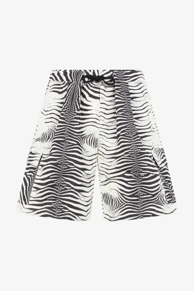 Roberto Cavalli Zebra-print Swim Shorts In Black/white