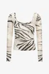 Roberto Cavalli Zebra Print Top In Ivory