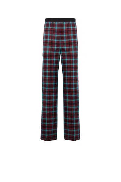 Roberto Cavalli Zebra Tartan-print Cotton Lounge Trousers In Dark Red