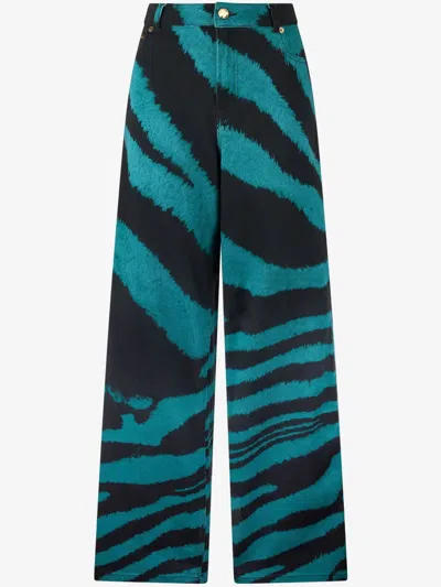 Roberto Cavalli Zebra Tribute-print Trousers In Black