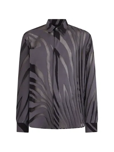 Roberto Cavalli Zebra-print Semi-sheer Shirt In Gray
