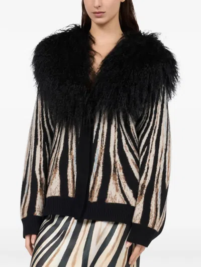 Roberto Cavalli Cardigan Mit Zebra-print In Black
