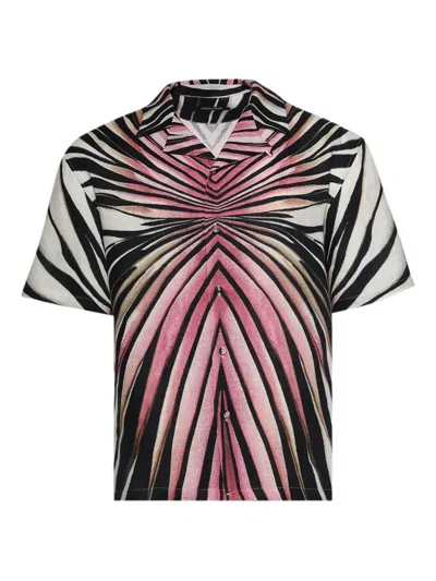 Roberto Cavalli Zebra-print Short-sleeve Shirt In Multi