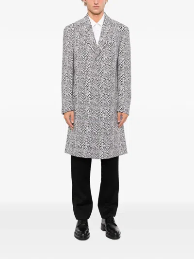 Roberto Cavalli Zebra-printed Coat In Gray