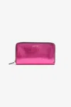 Roberto Cavalli Zip-around Wallet With Snake Print In Fuchsia