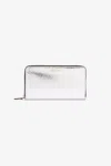 Roberto Cavalli Zip-around Wallet With Snake Print In Silver