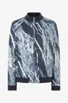 Roberto Cavalli Zip Sweatshirt With Rubane Print In Blue