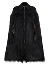 Roberto Cavalli Zip-up Faux-fur Cape In Black